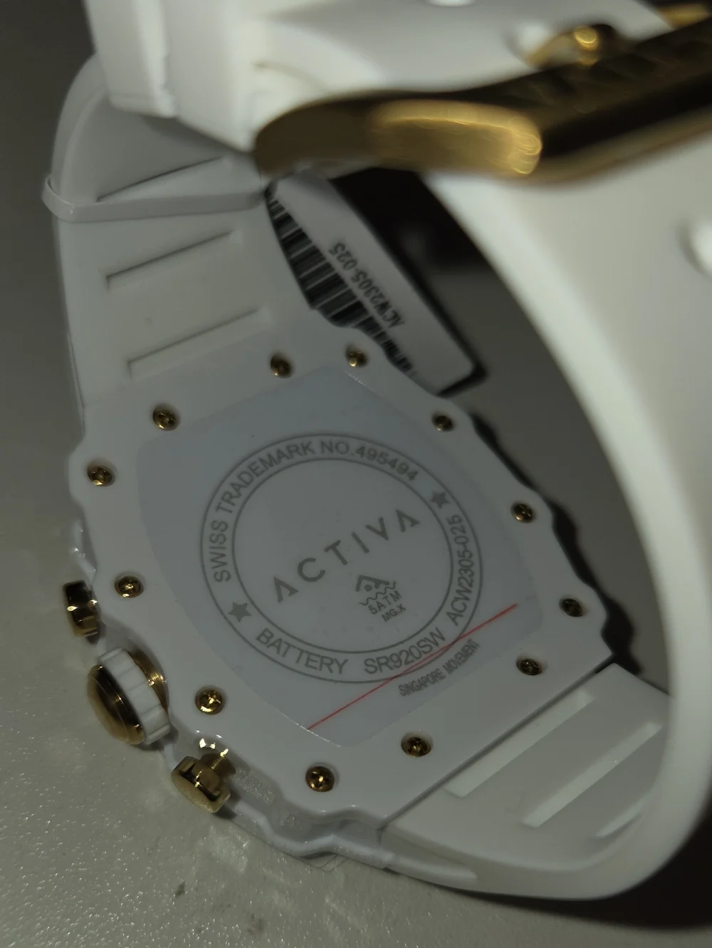 Activa White and Gold Chronograph Watch NWT